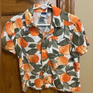 3T Old Navy Orange and Green Patterned Shirt